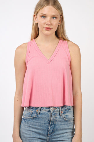 VERY J V-Neck Knit Swing Cropped Tank Trendsi