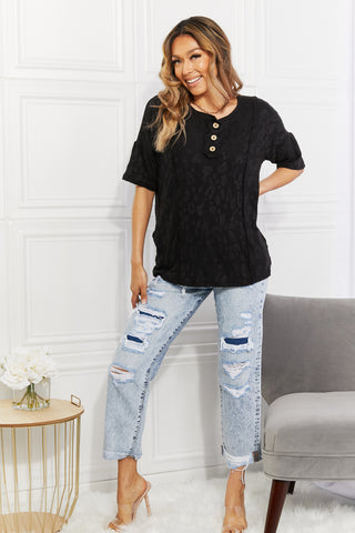 BOMBOM At The Fair Animal Textured Top in Black Trendsi