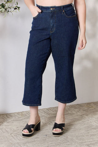 Judy Blue Full Size High Waist Cropped Wide Leg Jeans Trendsi