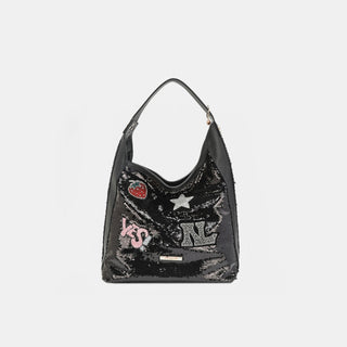 Nicole Lee USA Sequin Patch Shoulder Bag Trendsi