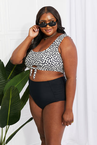 Marina West Swim Sanibel Crop Swim Top and Ruched Bottoms Set in Black Trendsi