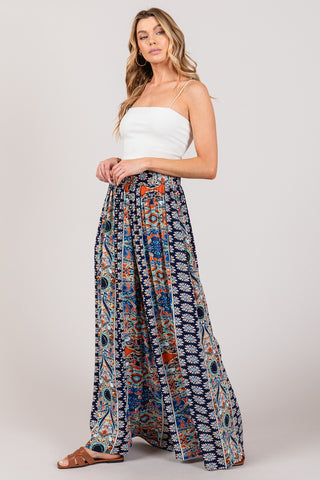 SAGE + FIG Bohemian Multi Geo Print Wide Leg Pants Trendsi