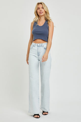 RISEN Ultra High Waist Wide Leg Jeans Trendsi