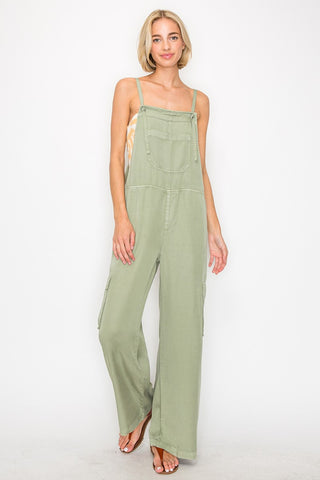 RISEN Wide Leg Tencel Overalls Trendsi