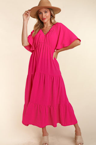 Haptics Tiered Babydoll Maxi Dress with Side Pocket Trendsi