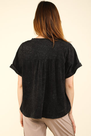 VERY J Nochted Short Sleeve Washed T-Shirt Trendsi