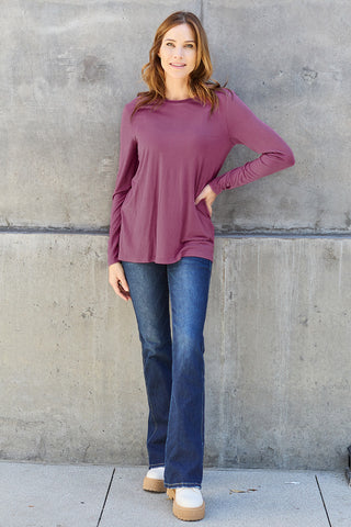 Basic Bae Full Size Round Neck Long Sleeve Top Trendsi