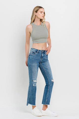 Vervet by Flying Monkey Full Size Mid Rise Distressed Cropped Flare Jeans Trendsi