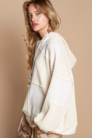 POL Exposed Seam Hooded Knit Top Trendsi