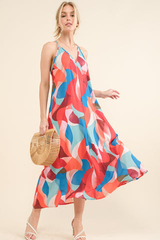 And the Why Printed Crisscross Back Cami Dress Trendsi