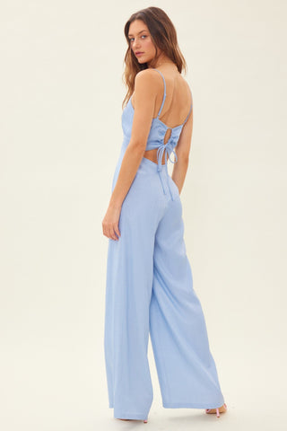 Idem Ditto Drawstring Back Sleeveless Wide Leg Jumpsuit Trendsi