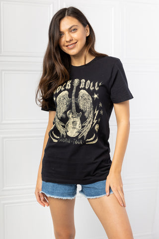 mineB Full Size Rock & Roll Graphic Tee Trendsi