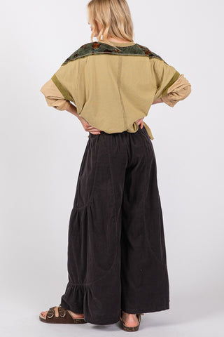 SAGE + FIG High Rise Corduroy Wide Leg Pants Trendsi