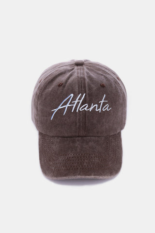 Zenana Washed ATLANTA Embroidered Baseball Cap Trendsi