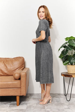 And The Why  Full Size Washed Chambray Midi Dress Trendsi