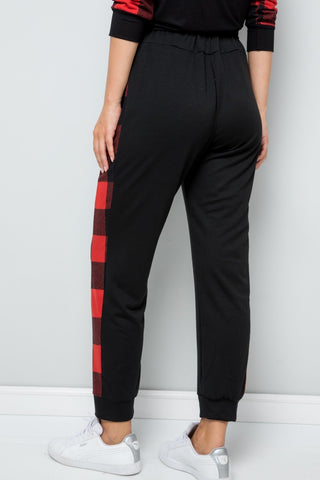 Celeste Design Full Size Plaid Side Print Sweatpants Trendsi