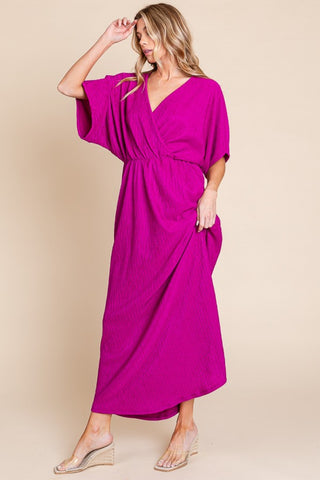 BOMBOM Surplice Maxi Dress with Pockets Trendsi