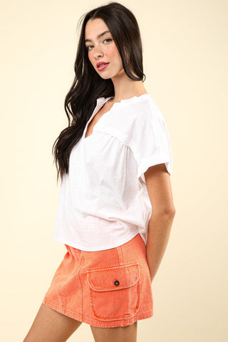 VERY J Nochted Short Sleeve Washed T-Shirt Trendsi