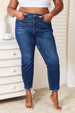 Judy Blue Full Size High Waist Released Hem Slit Jeans Trendsi