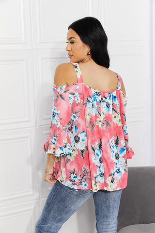 Sew In Love Full Size Fresh Take  Floral Cold-Shoulder Top Trendsi