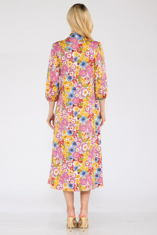 Celeste Full Size Floral Midi Dress with Bow Tied Trendsi