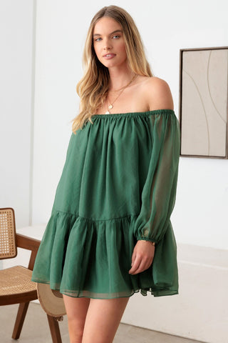 Le Lis Organza Off Shoulder Puff Sleeve Mini Dress Trendsi