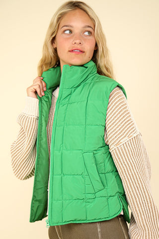 VERY J Zip Up Puffer Padded Warm Vest Trendsi