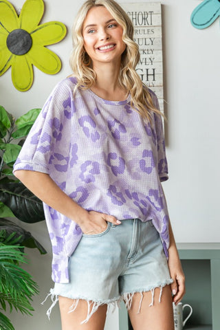 HOPELY Print Waffle Oversized T-Shirt Trendsi