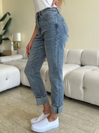 Judy Blue Full Size High Waist Cuff Hem Jeans Trendsi