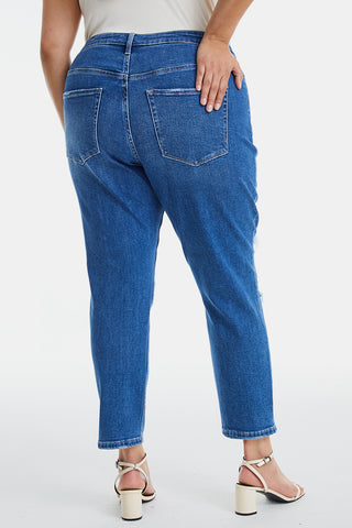 BAYEAS Full Size Distressed High Waist Mom Jeans Trendsi