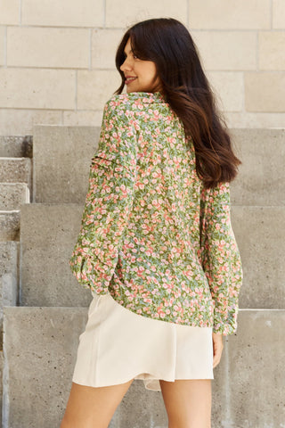 HEYSON She's Blossoming Full Size Balloon Sleeve Floral Blouse Trendsi