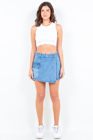 American Bazi Cargo Pocket Denim Skort Trendsi