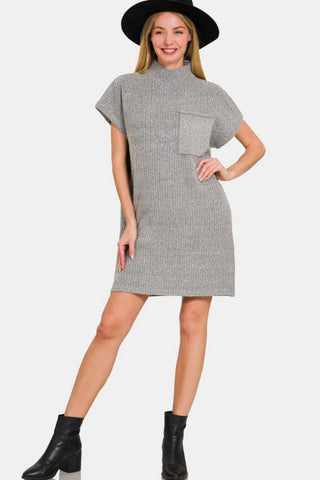 Zenana Short Sleeve Sweater Mini Dress Trendsi