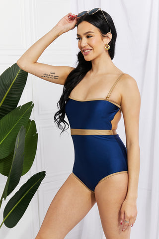 Marina West Swim Wave Break Contrast Trim One-Piece Trendsi