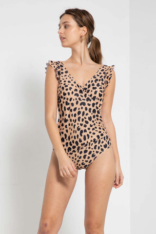 Marina West Swim Full Size Float On Ruffle Faux Wrap One-Piece in Leopard Trendsi