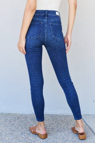 Judy Blue Marie Full Size Mid Rise Crinkle Ankle Detail Skinny Jeans Trendsi