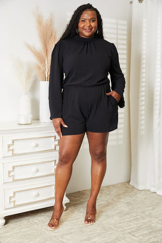 Culture Code Full Size Open Back Romper with Pockets Trendsi