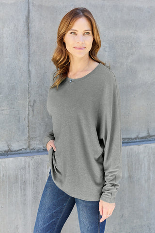 Double Take Full Size Round Neck Long Sleeve T-Shirt Trendsi