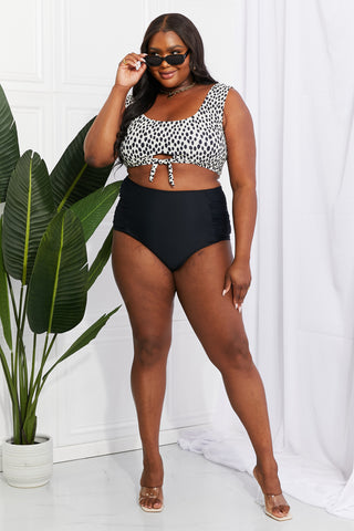 Marina West Swim Sanibel Crop Swim Top and Ruched Bottoms Set in Black Trendsi