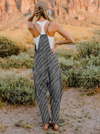 Full Size Printed V-Neck Sleeveless Jumpsuit Trendsi