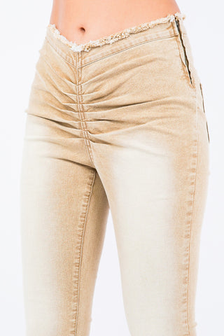 American Bazi V-Cut Ruched Flare Pants Trendsi