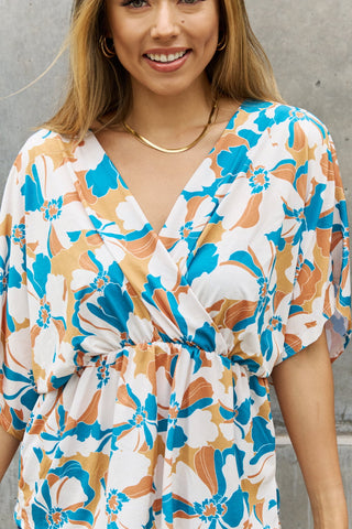 BOMBOM Floral Print Wrap Tunic Top Trendsi