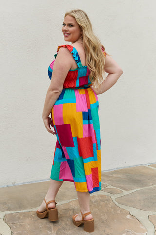 And The Why Multicolored Square Print Summer Dress Trendsi