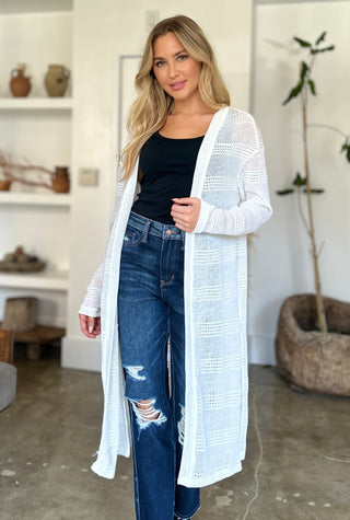 Double Take Full Size Open Front Longline Cardigan Trendsi