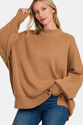 Zenana Side Sit Oversize Sweater Trendsi