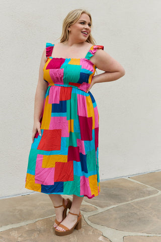 And The Why Multicolored Square Print Summer Dress Trendsi