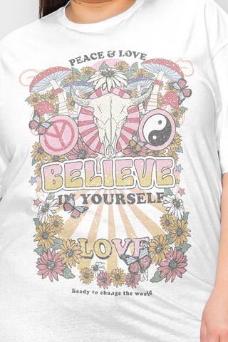 Simply Love Full Size Peace and Love Graphic T-Shirt Trendsi