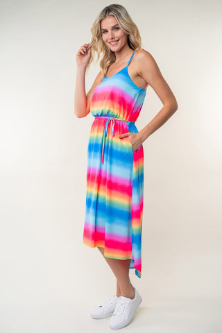 White Birch Full Size Ombre Striped Midi Cami Dress Trendsi