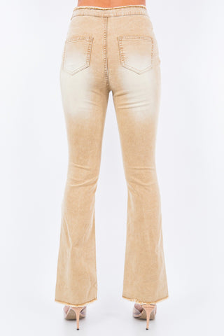 American Bazi V-Cut Ruched Flare Pants Trendsi