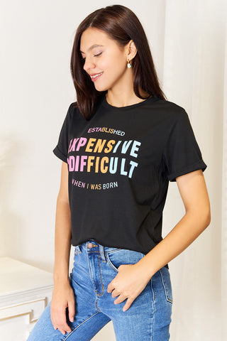 Simply Love Slogan Graphic Cuffed Sleeve T-Shirt Trendsi